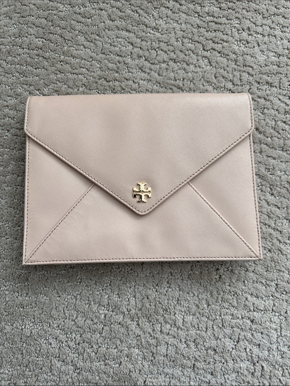 Tory Burch Blush Envelope Clutch with Gold Logo